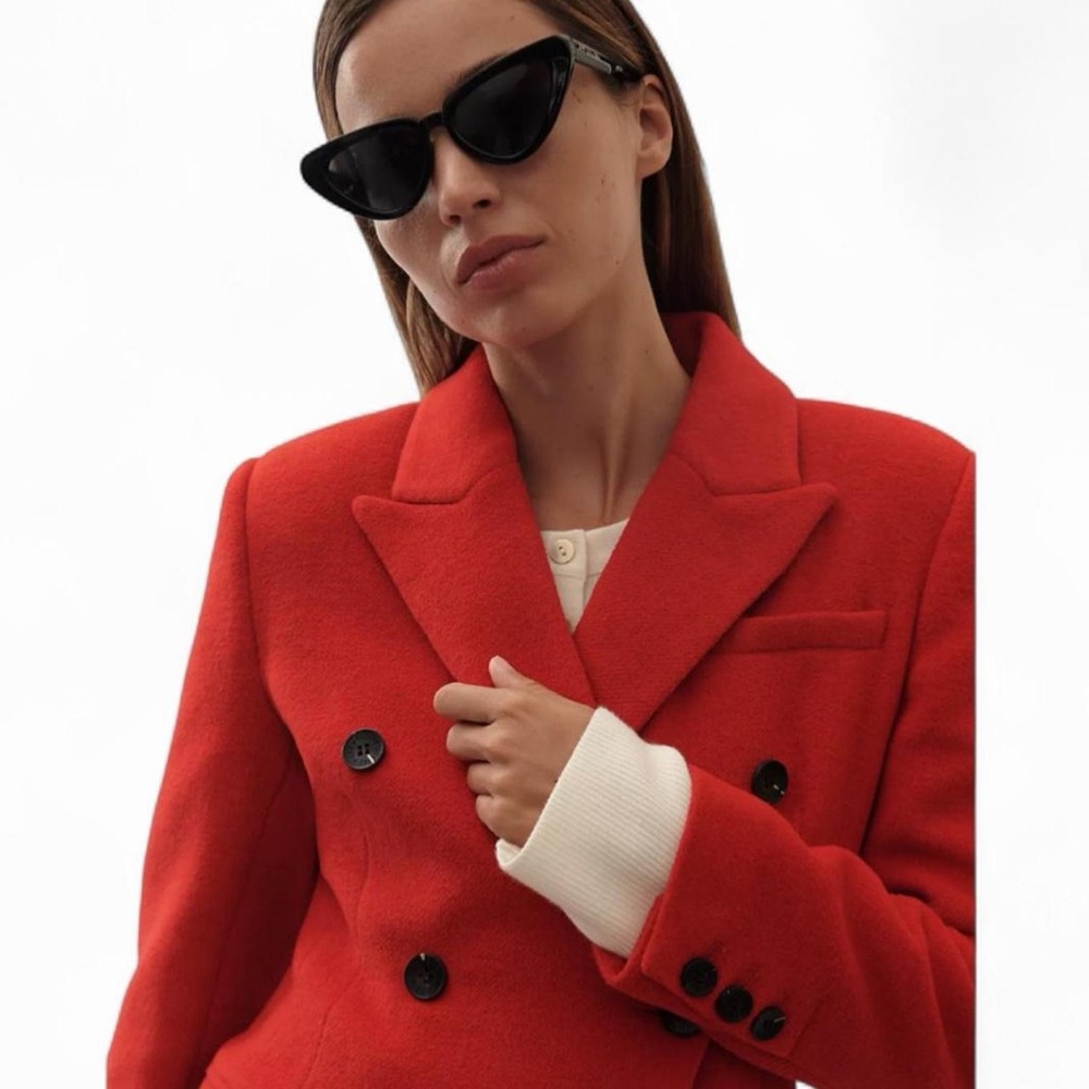 Avec Les Filles Hourglass Double Breasted Blazer Red S NWT - Picture 10 of 15